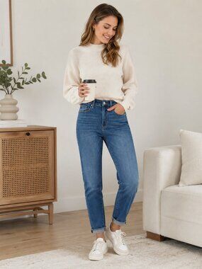 Kancan Cigarette Fit Jeans Size 3/25 Medium Wash Cuffed Denim NWT